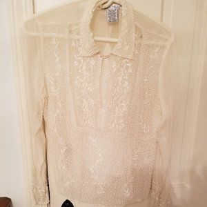 Sheer Blouse Lined Beaded Embroidered